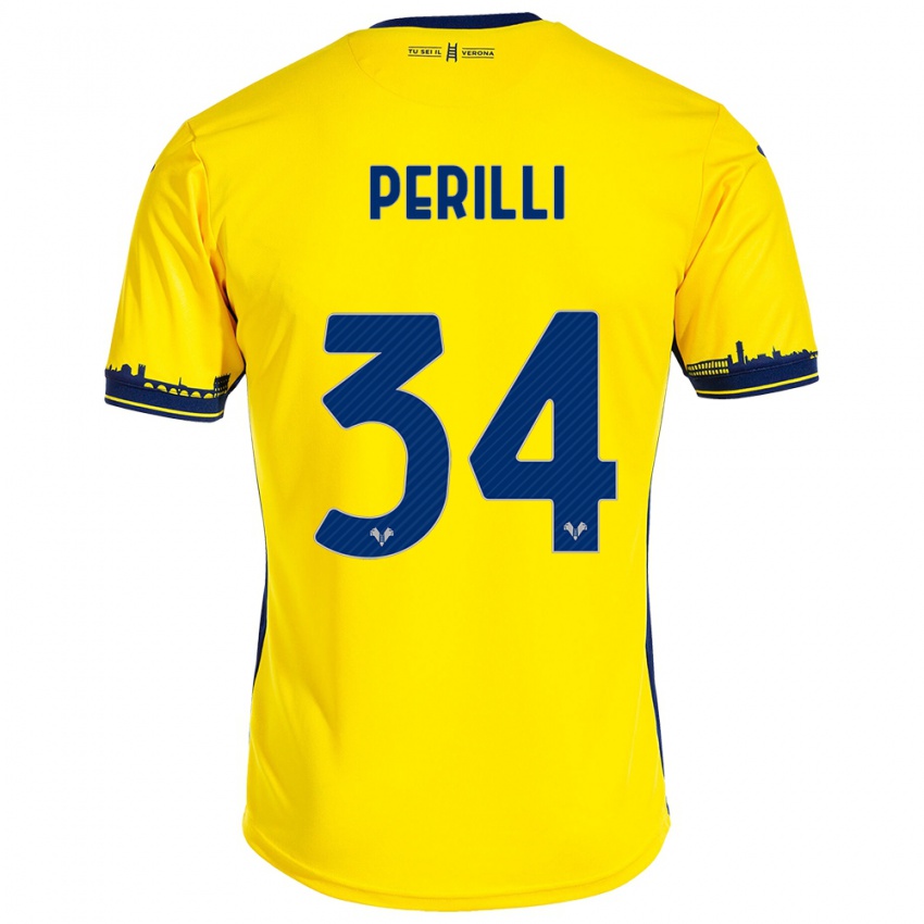 Mujer Camiseta Simone Perilli #34 Amarillo 2ª Equipación 2023/24 La Camisa Perú