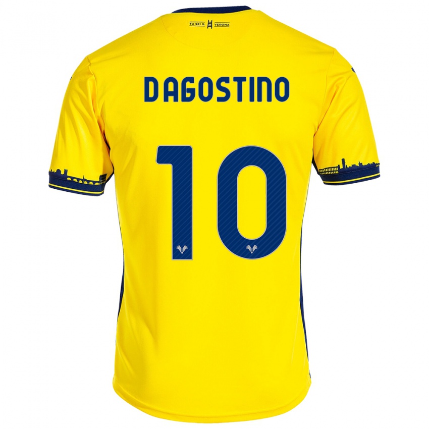 Mujer Camiseta Samuele D'agostino #10 Amarillo 2ª Equipación 2023/24 La Camisa Perú