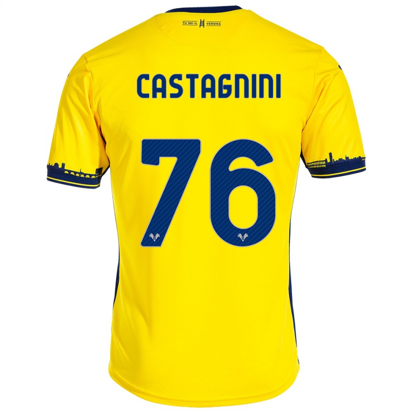 Mujer Camiseta Mirko Castagnini #76 Amarillo 2ª Equipación 2023/24 La Camisa Perú