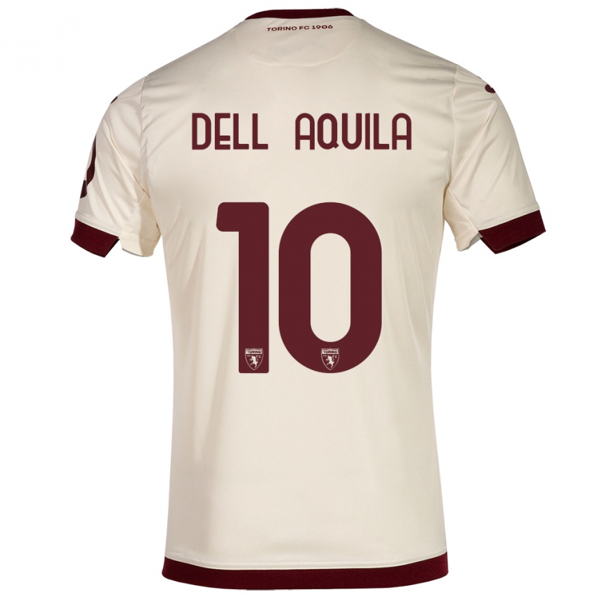 Mujer Camiseta Francesco Dell'aquila #10 Champán 2ª Equipación 2023/24 La Camisa Perú