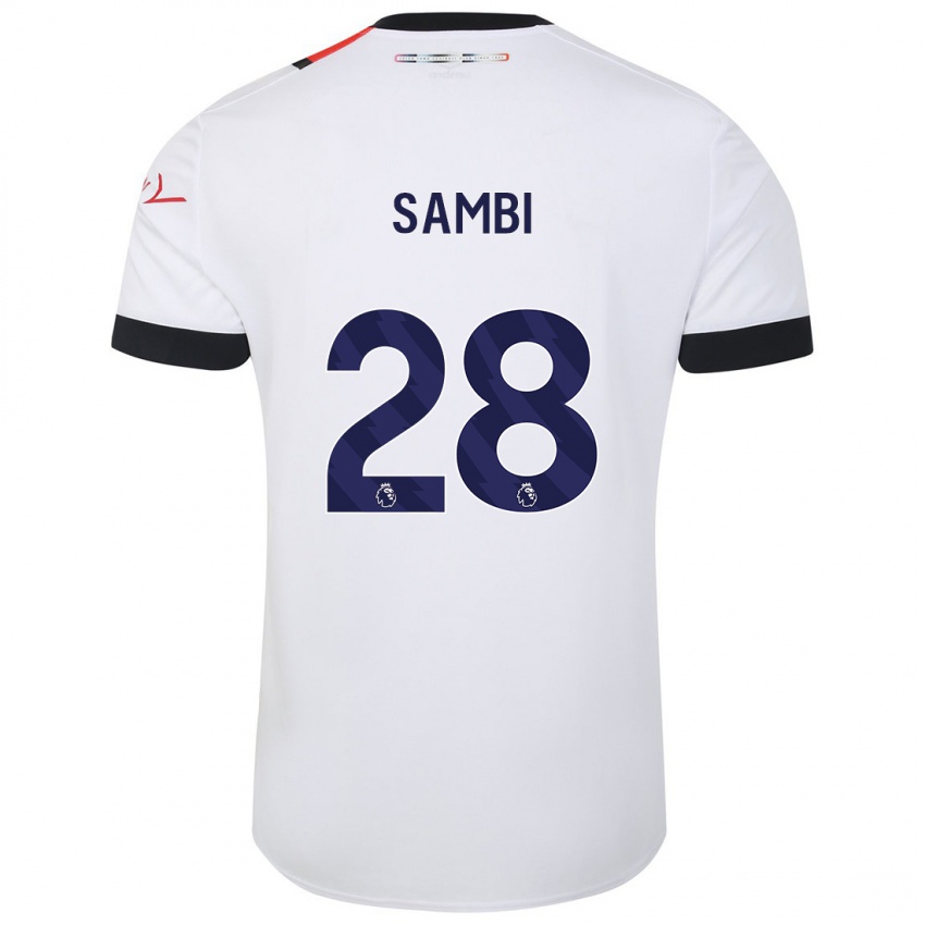 Mujer Camiseta Albert Sambi Lokonga #28 Blanco 2ª Equipación 2023/24 La Camisa Perú
