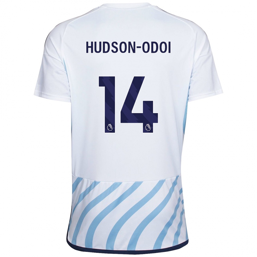 Mujer Camiseta Callum Hudson-Odoi #14 Blanco Azul 2ª Equipación 2023/24 La Camisa Perú