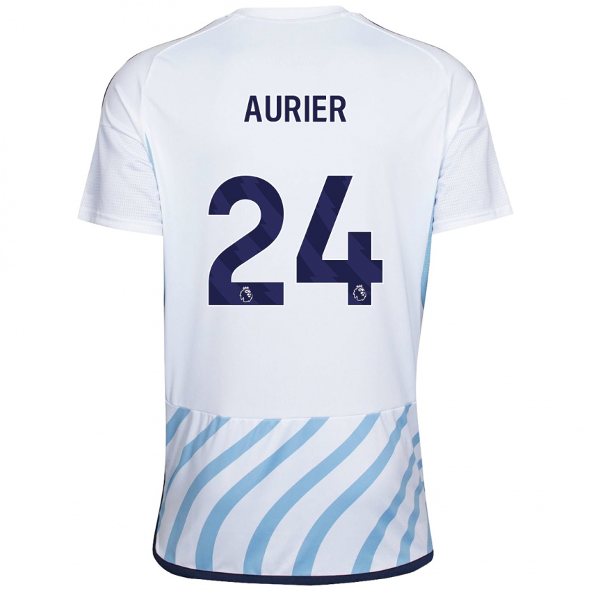 Mujer Camiseta Serge Aurier #24 Blanco Azul 2ª Equipación 2023/24 La Camisa Perú