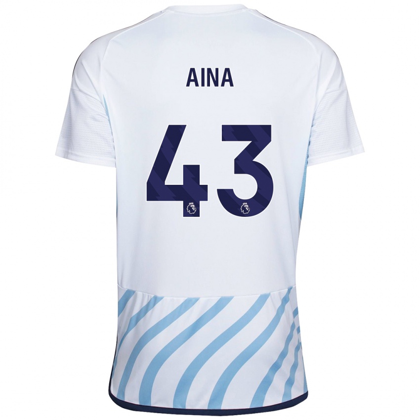 Mujer Camiseta Ola Aina #43 Blanco Azul 2ª Equipación 2023/24 La Camisa Perú