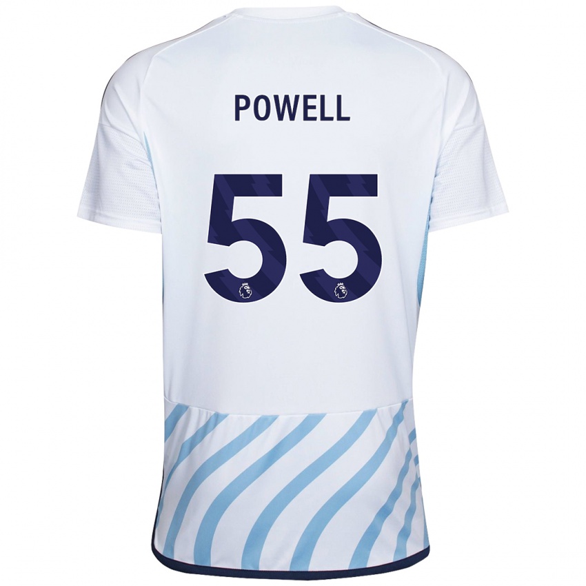 Mujer Camiseta Josh Powell #55 Blanco Azul 2ª Equipación 2023/24 La Camisa Perú