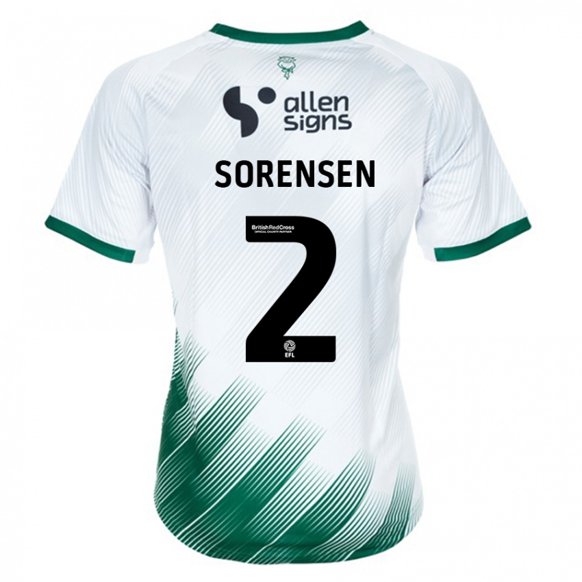 Mujer Camiseta Lasse Sörensen #2 Blanco 2ª Equipación 2023/24 La Camisa Perú