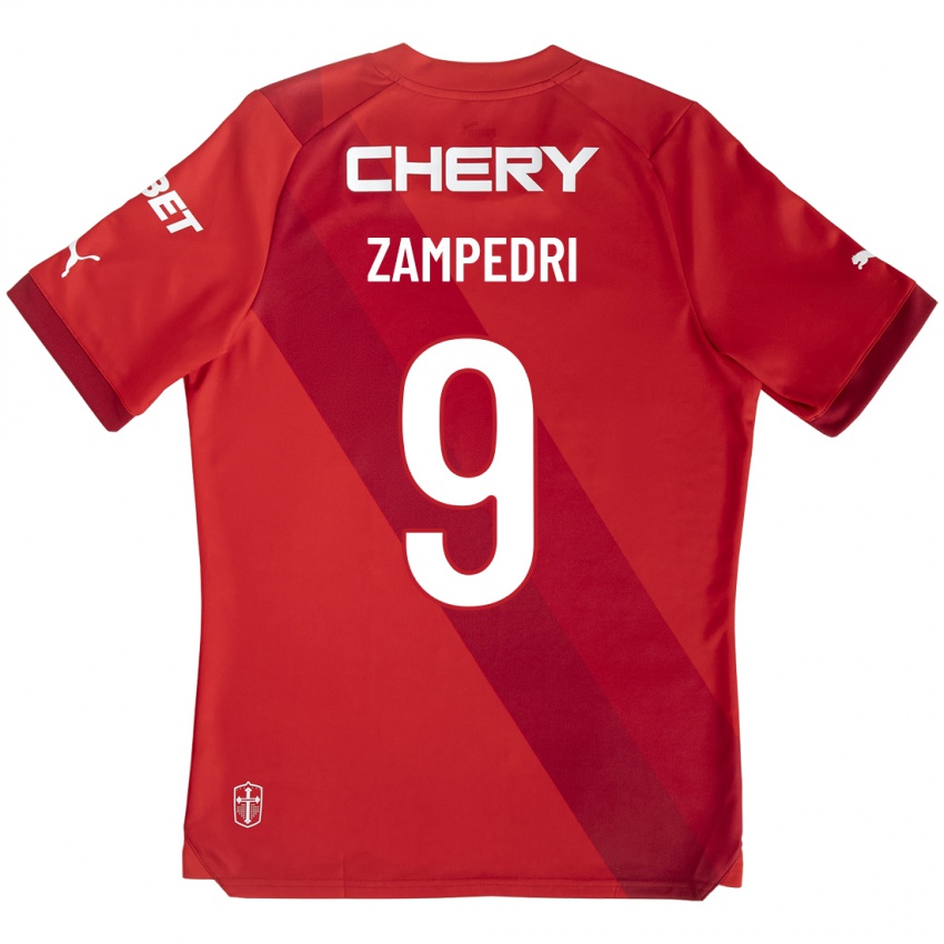 Mujer Camiseta Fernando Zampedri #9 Rojo 2ª Equipación 2023/24 La Camisa Perú