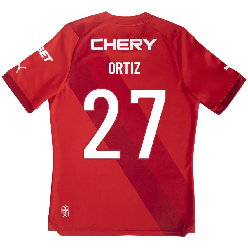 Mujer Camiseta Jorge Ortiz #27 Rojo 2ª Equipación 2023/24 La Camisa Perú