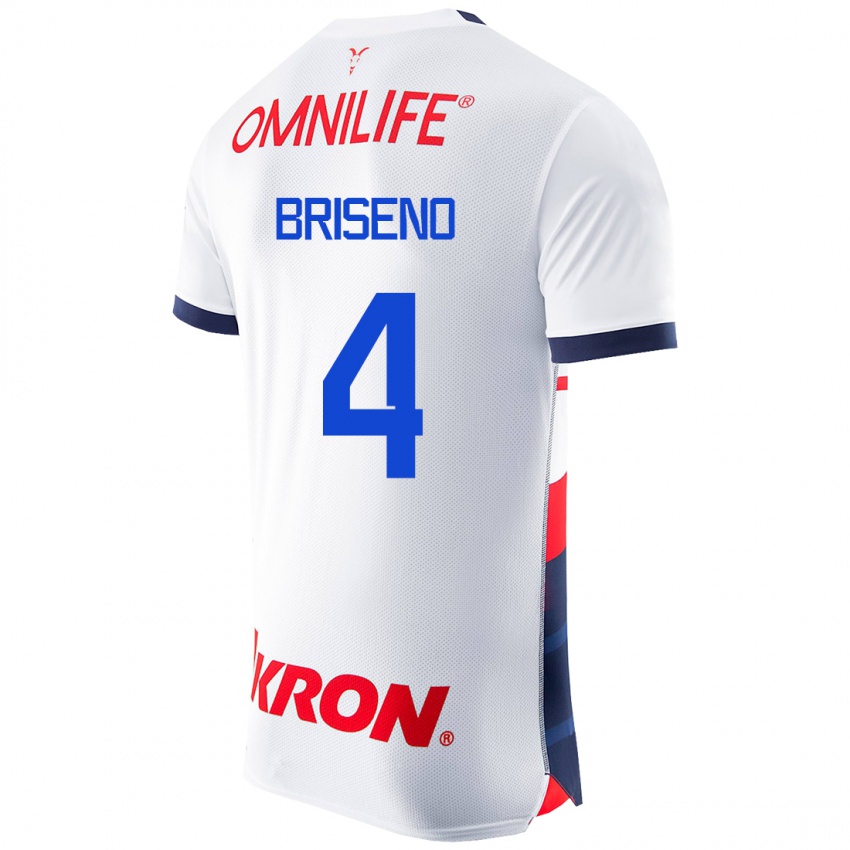 Mujer Camiseta Antonio Briseño #4 Blanco 2ª Equipación 2023/24 La Camisa Perú