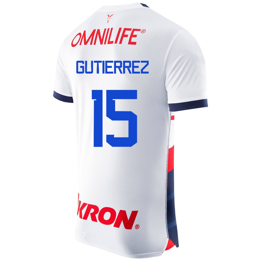 Mujer Camiseta Erick Gutierrez #15 Blanco 2ª Equipación 2023/24 La Camisa Perú