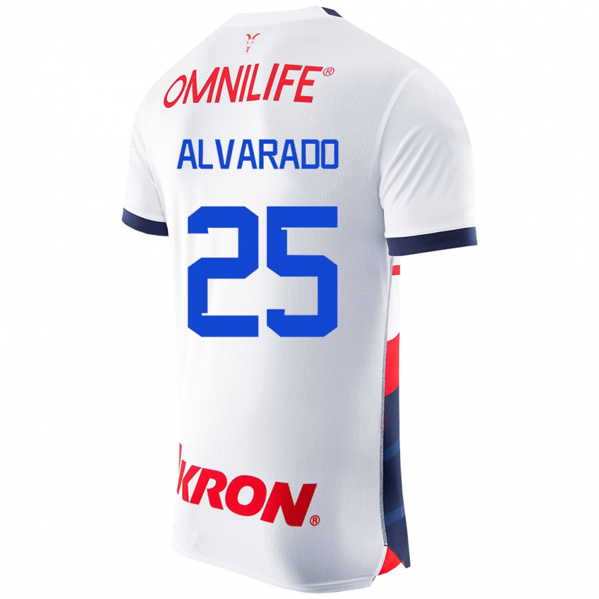 Mujer Camiseta Roberto Alvarado #25 Blanco 2ª Equipación 2023/24 La Camisa Perú