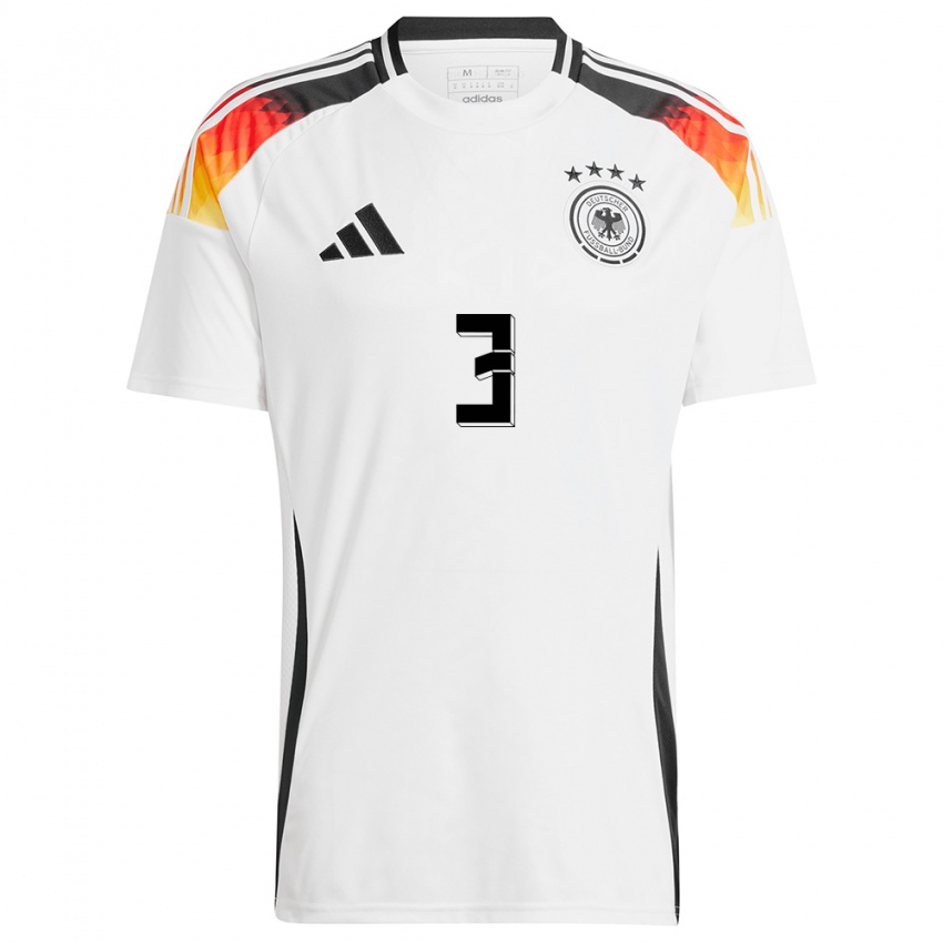 Niño Camiseta Alemania Noah Katterbach #3 Blanco 1ª Equipación 24-26 La Camisa Perú