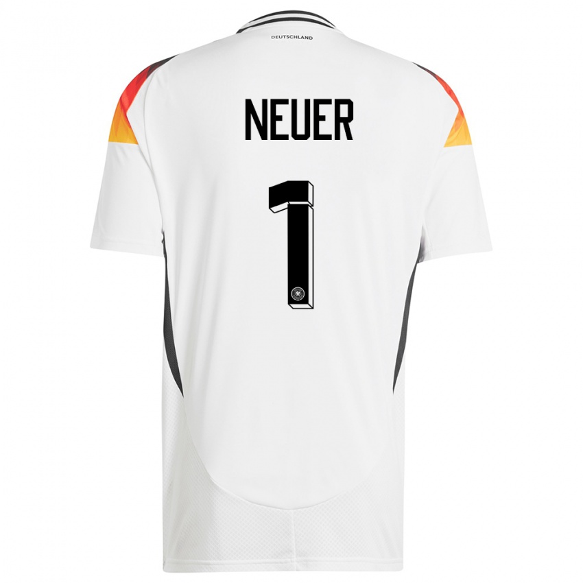 Niño Camiseta Alemania Manuel Neuer #1 Blanco 1ª Equipación 24-26 La Camisa Perú