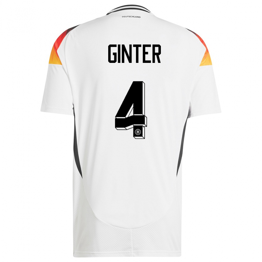 Niño Camiseta Alemania Matthias Ginter #4 Blanco 1ª Equipación 24-26 La Camisa Perú