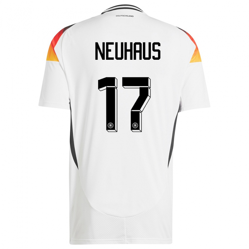 Niño Camiseta Alemania Florian Neuhaus #17 Blanco 1ª Equipación 24-26 La Camisa Perú