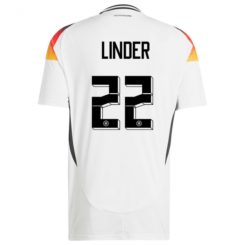 Niño Camiseta Alemania Sarai Linder #22 Blanco 1ª Equipación 24-26 La Camisa Perú