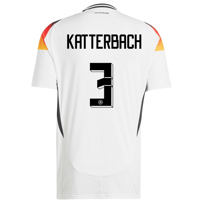 Niño Camiseta Alemania Noah Katterbach #3 Blanco 1ª Equipación 24-26 La Camisa Perú