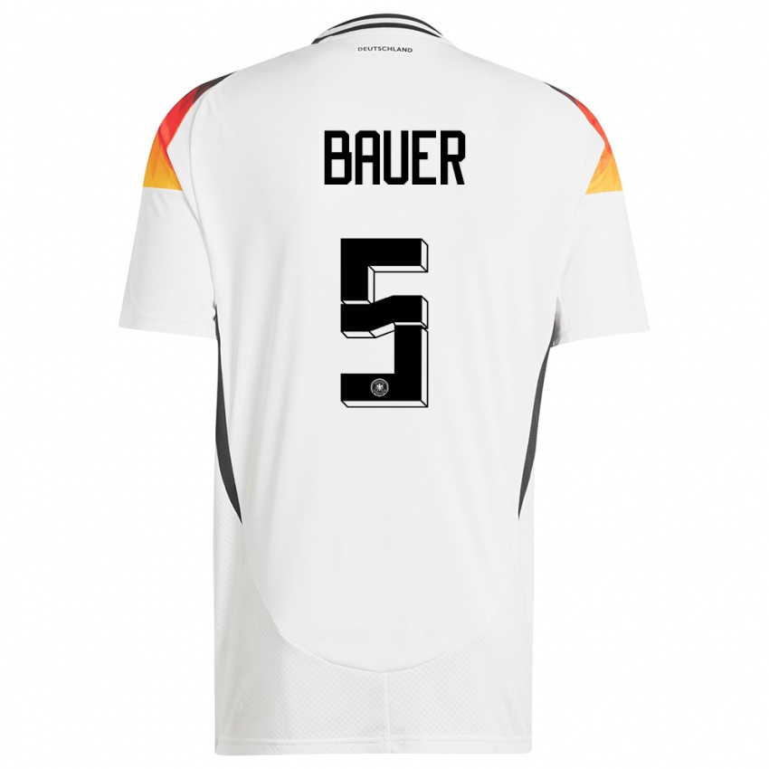 Niño Camiseta Alemania Maximilian Bauer #5 Blanco 1ª Equipación 24-26 La Camisa Perú