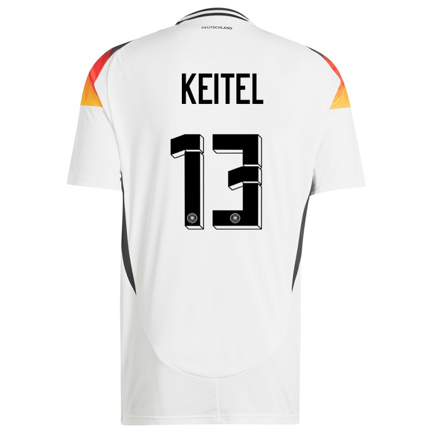 Niño Camiseta Alemania Yannik Keitel #13 Blanco 1ª Equipación 24-26 La Camisa Perú