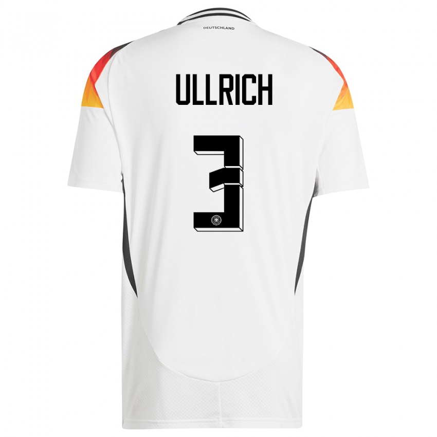 Niño Camiseta Alemania Lukas Ullrich #3 Blanco 1ª Equipación 24-26 La Camisa Perú