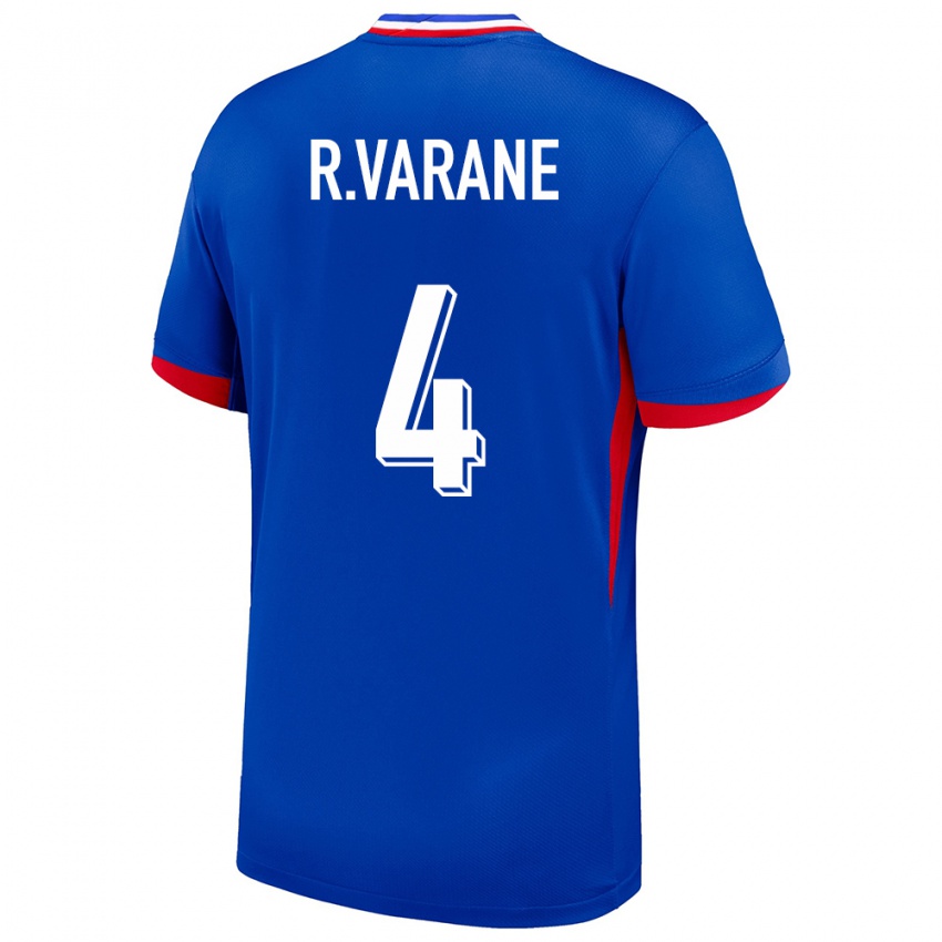 Niño Camiseta Francia Raphael Varane #4 Azul 1ª Equipación 24-26 La Camisa Perú