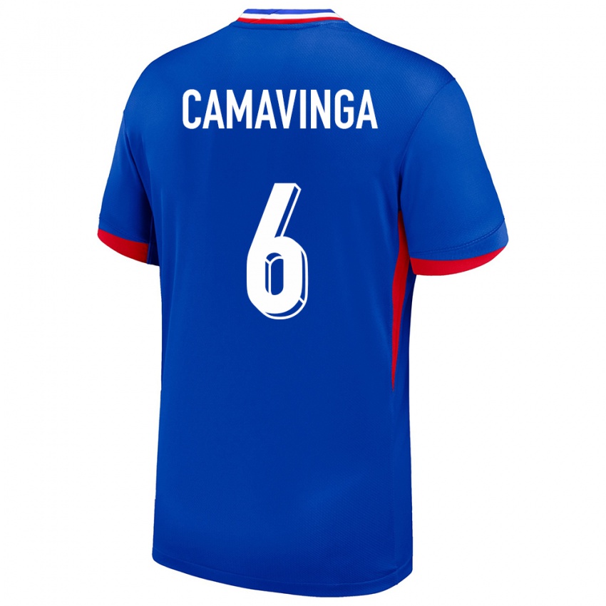 Niño Camiseta Francia Eduardo Camavinga #6 Azul 1ª Equipación 24-26 La Camisa Perú