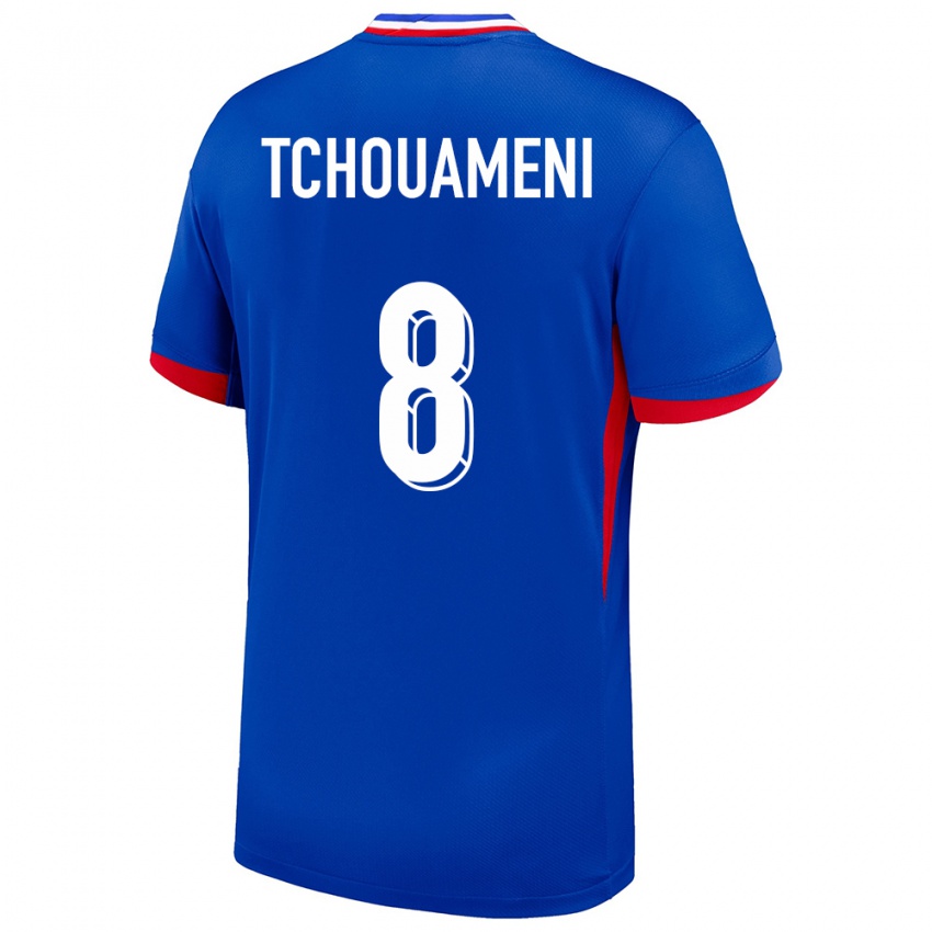 Niño Camiseta Francia Aurelien Tchouameni #8 Azul 1ª Equipación 24-26 La Camisa Perú