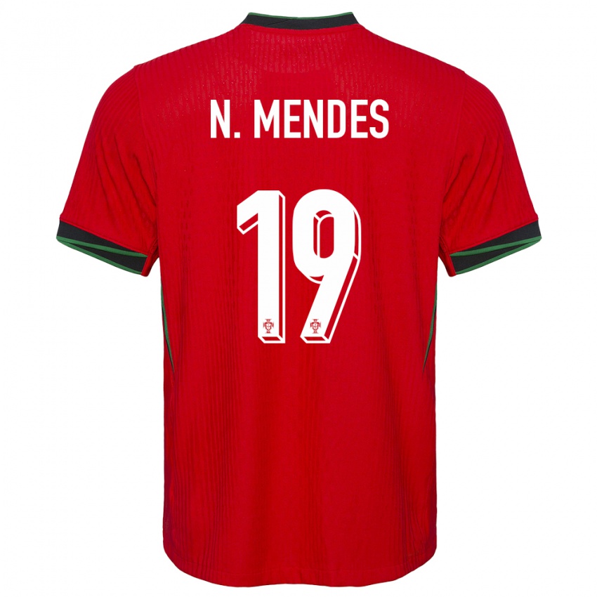 Niño Camiseta Portugal Nuno Mendes #19 Rojo 1ª Equipación 24-26 La Camisa Perú