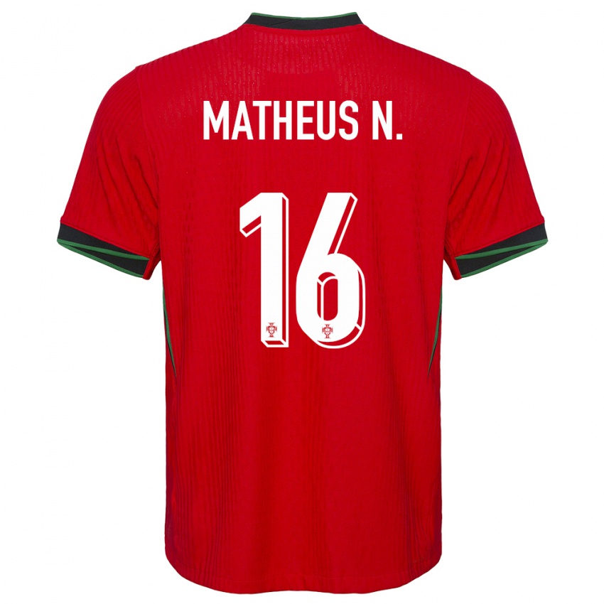 Niño Camiseta Portugal Matheus Nunes #16 Rojo 1ª Equipación 24-26 La Camisa Perú