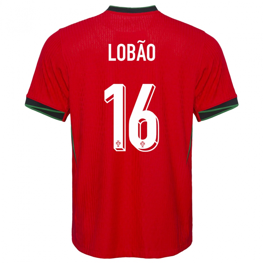 Niño Camiseta Portugal Diogo Lobao #16 Rojo 1ª Equipación 24-26 La Camisa Perú