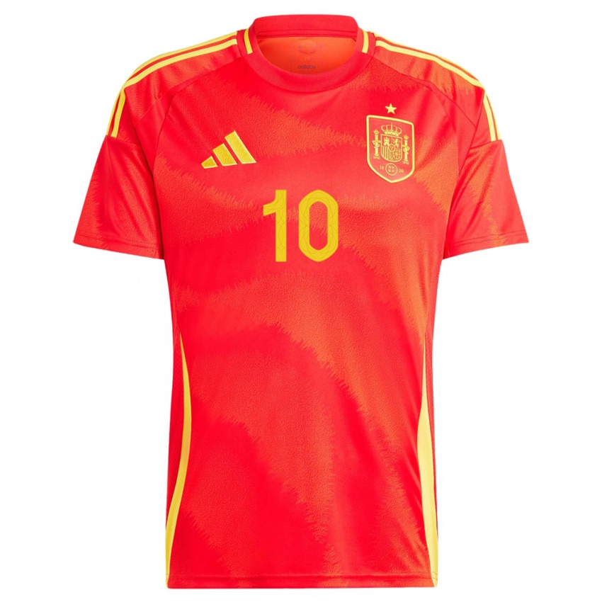 Niño Camiseta España Athenea Del Castillo #10 Rojo 1ª Equipación 24-26 La Camisa Perú