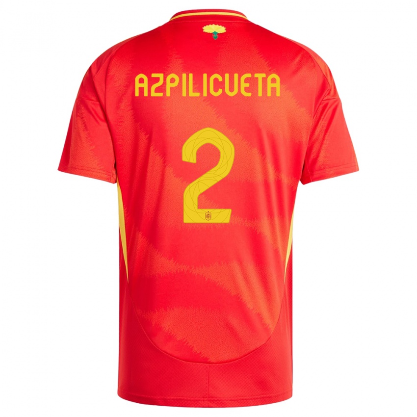 Niño Camiseta España Cesar Azpilicueta #2 Rojo 1ª Equipación 24-26 La Camisa Perú