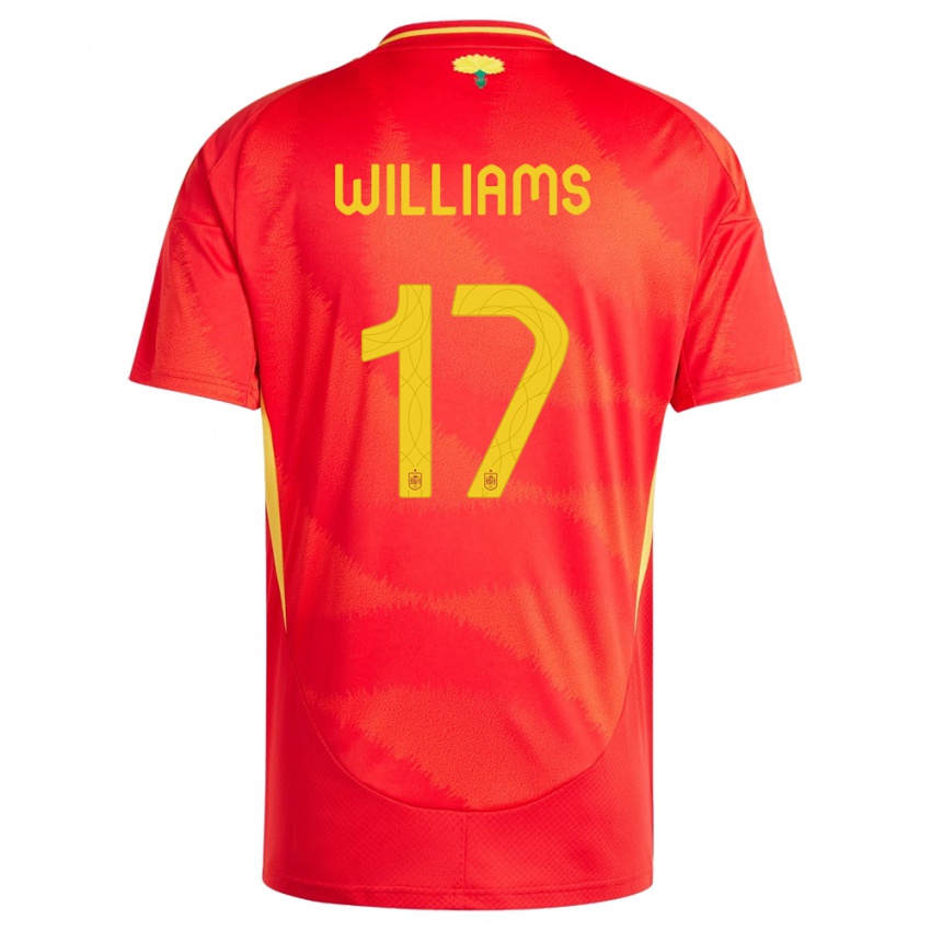 Niño Camiseta España Nico Williams #17 Rojo 1ª Equipación 24-26 La Camisa Perú