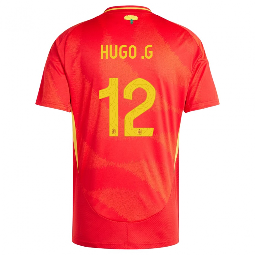 Niño Camiseta España Hugo Guillamon #12 Rojo 1ª Equipación 24-26 La Camisa Perú