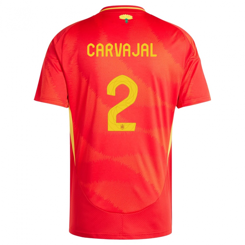 Niño Camiseta España Daniel Carvajal #2 Rojo 1ª Equipación 24-26 La Camisa Perú