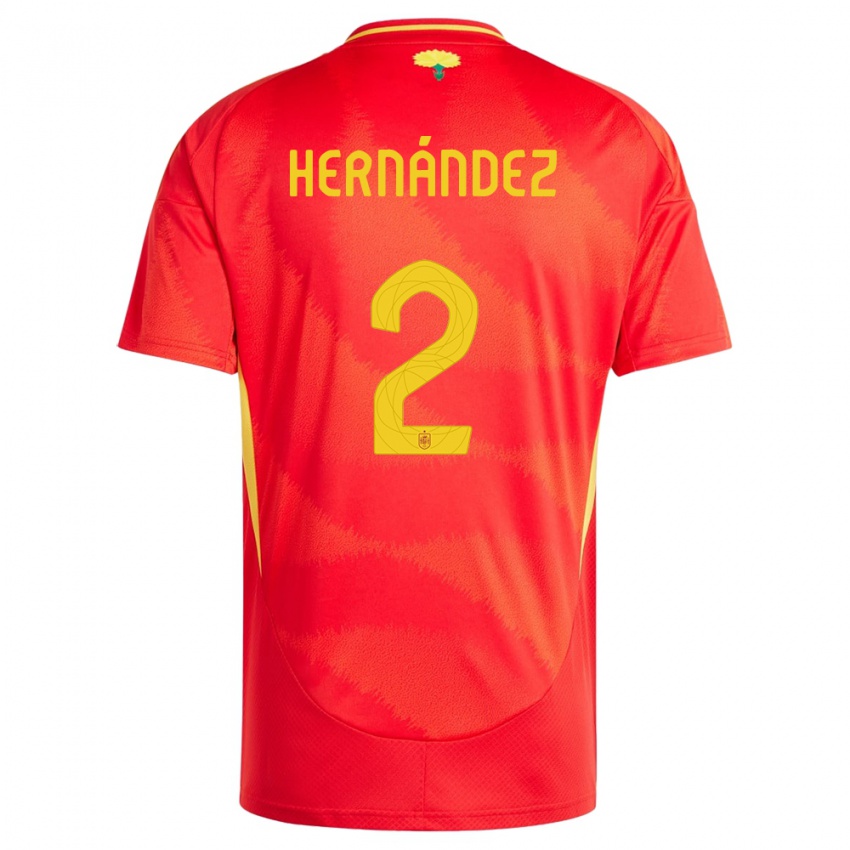 Niño Camiseta España Oihane Hernandez #2 Rojo 1ª Equipación 24-26 La Camisa Perú