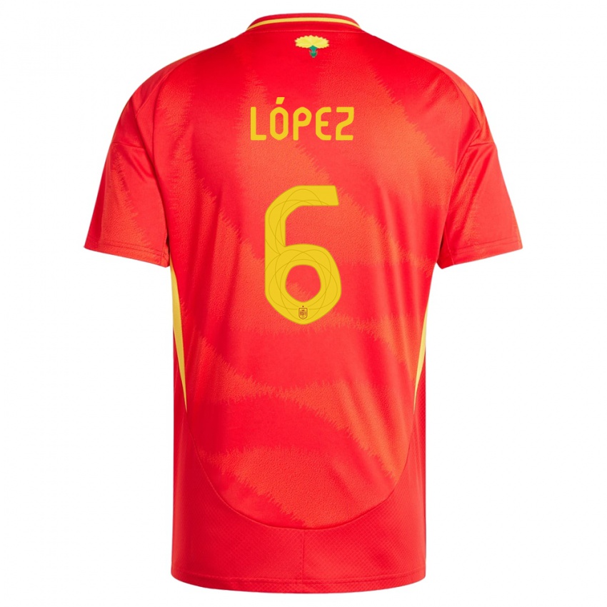 Niño Camiseta España Maitane Lopez #6 Rojo 1ª Equipación 24-26 La Camisa Perú