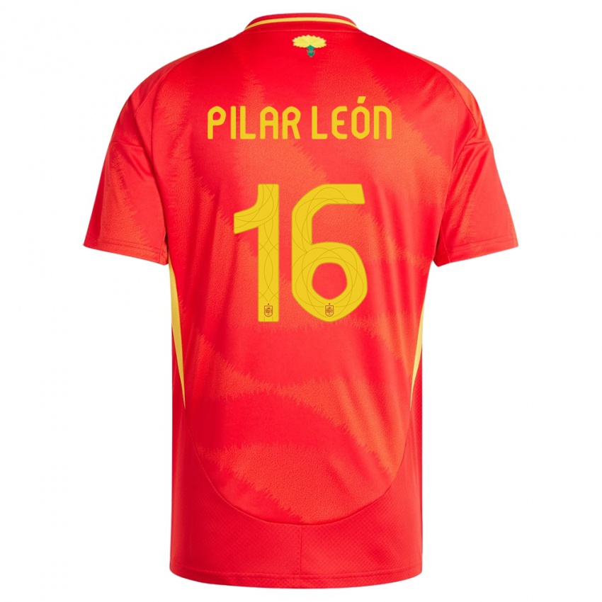 Niño Camiseta España Maria Pilar Leon #16 Rojo 1ª Equipación 24-26 La Camisa Perú