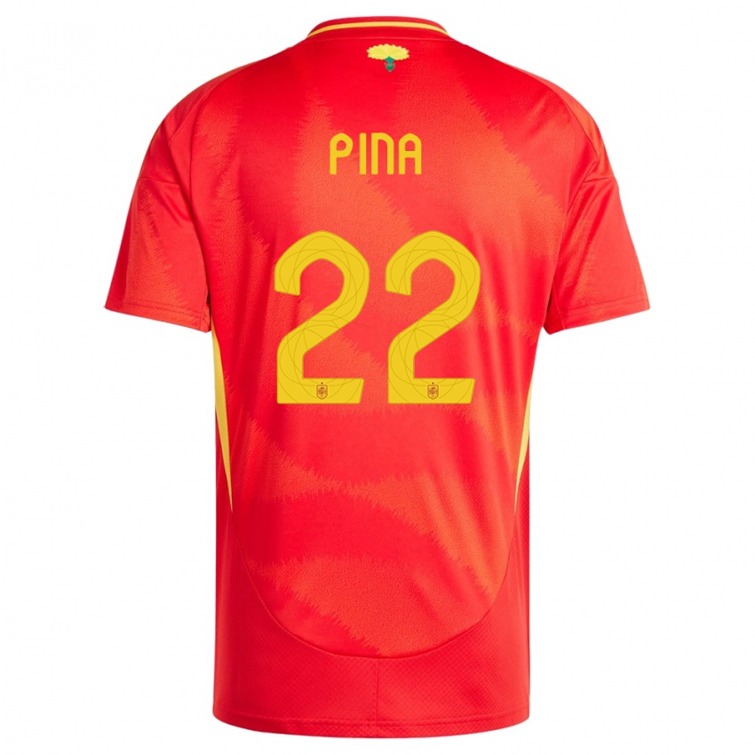 Niño Camiseta España Claudia Pina #22 Rojo 1ª Equipación 24-26 La Camisa Perú