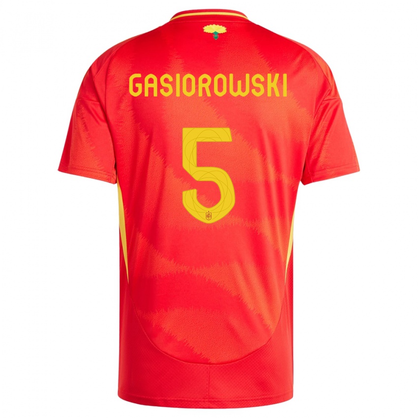 Niño Camiseta España Yarek Gasiorowski #5 Rojo 1ª Equipación 24-26 La Camisa Perú