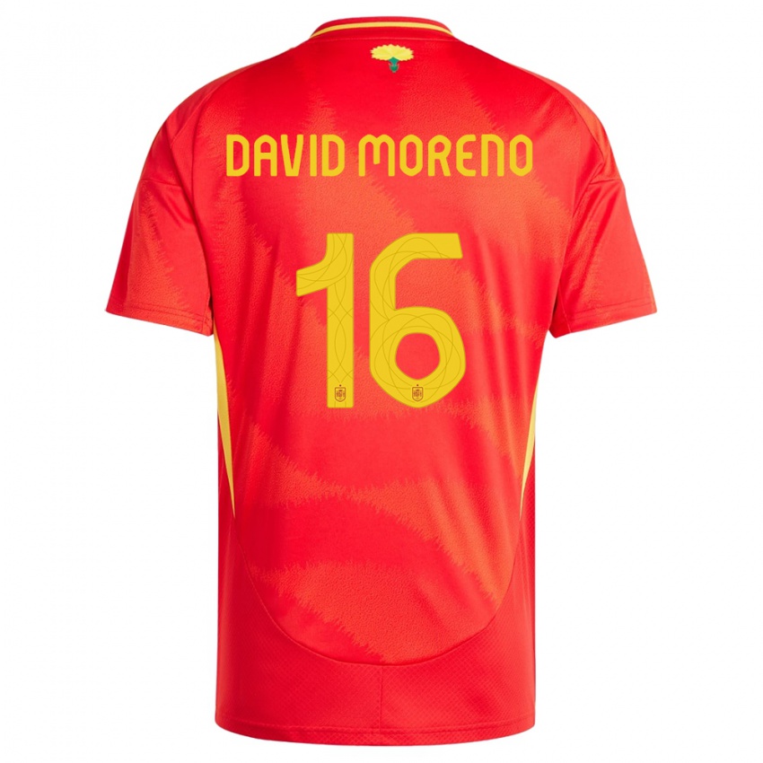 Niño Camiseta España Antonio David Moreno #16 Rojo 1ª Equipación 24-26 La Camisa Perú