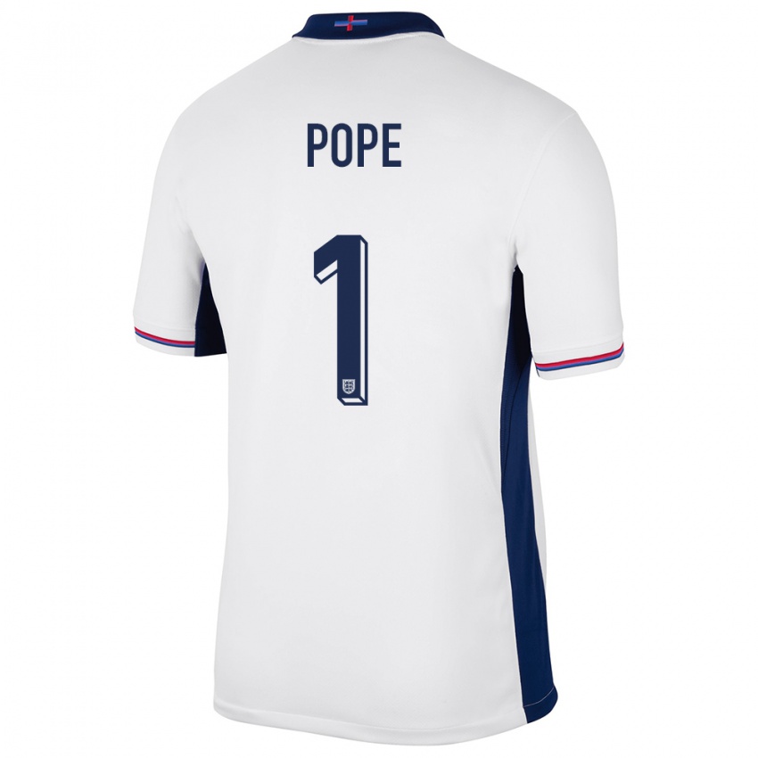 Niño Camiseta Inglaterra Nick Pope #1 Blanco 1ª Equipación 24-26 La Camisa Perú