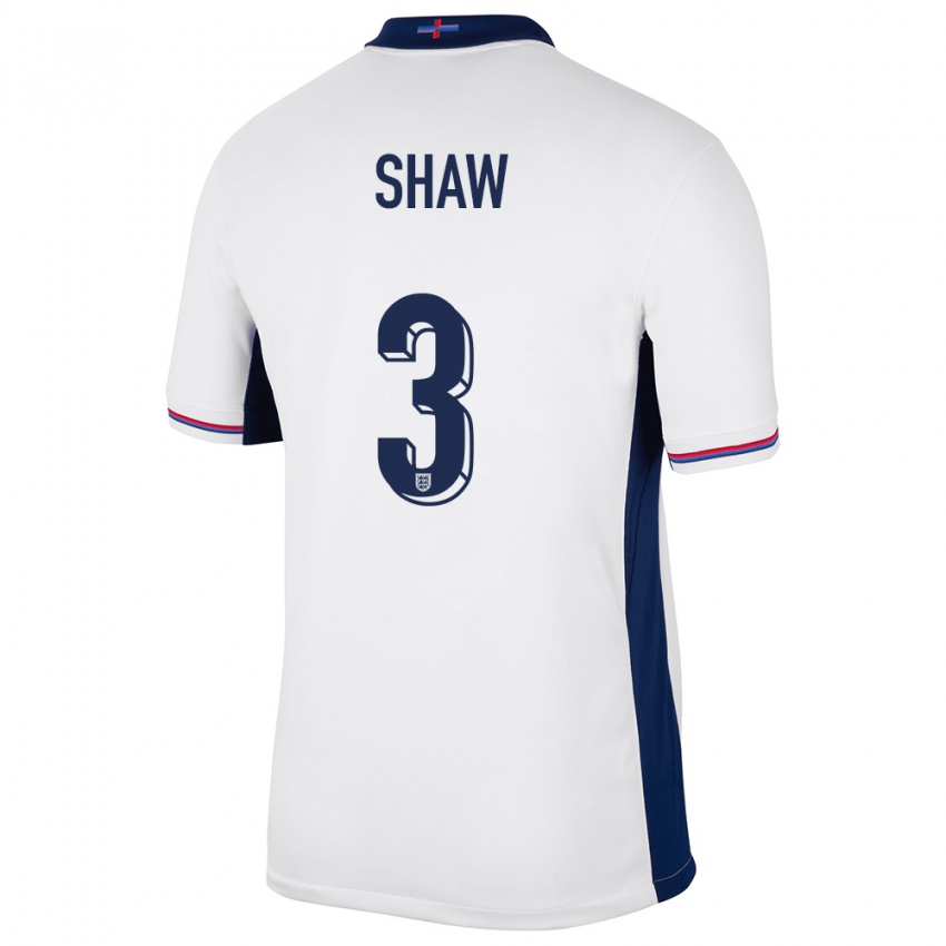 Niño Camiseta Inglaterra Luke Shaw #3 Blanco 1ª Equipación 24-26 La Camisa Perú