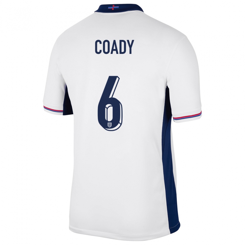 Niño Camiseta Inglaterra Conor Coady #6 Blanco 1ª Equipación 24-26 La Camisa Perú