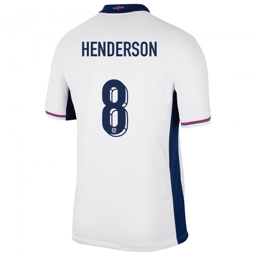 Niño Camiseta Inglaterra Jordan Henderson #8 Blanco 1ª Equipación 24-26 La Camisa Perú