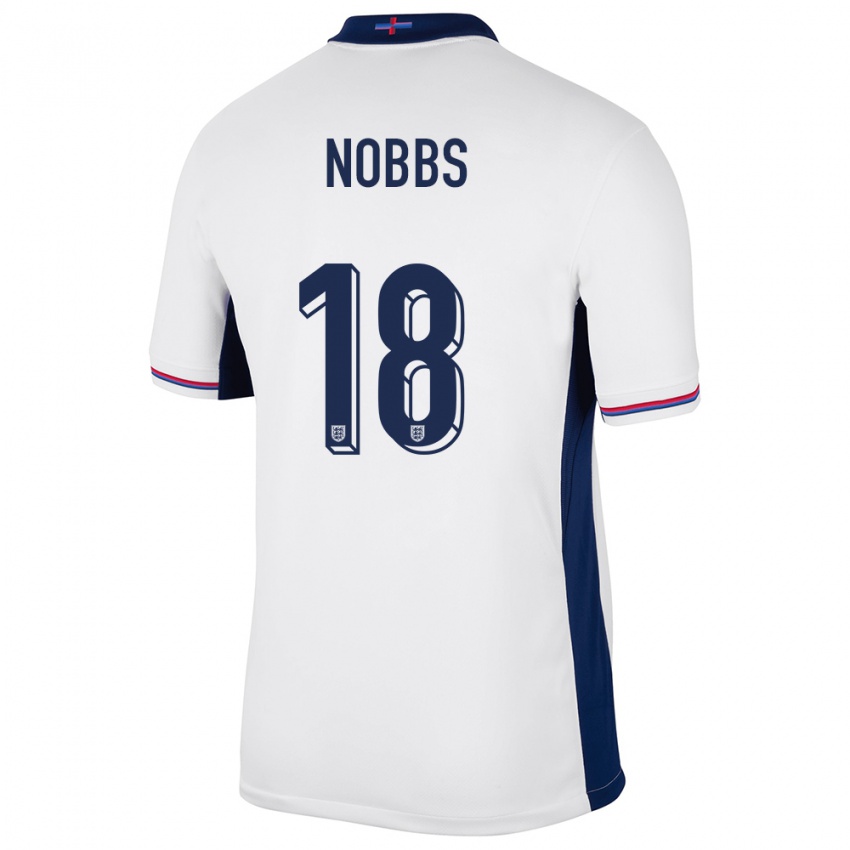 Niño Camiseta Inglaterra Jordan Nobbs #18 Blanco 1ª Equipación 24-26 La Camisa Perú