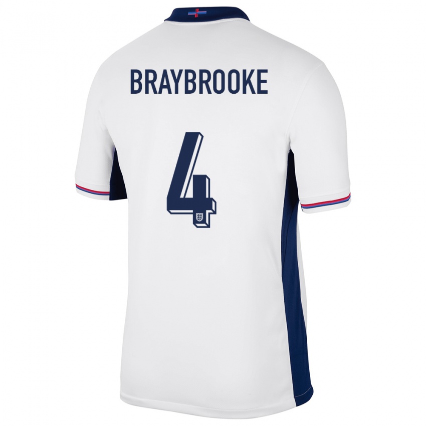 Niño Camiseta Inglaterra Samuel Braybrooke #4 Blanco 1ª Equipación 24-26 La Camisa Perú