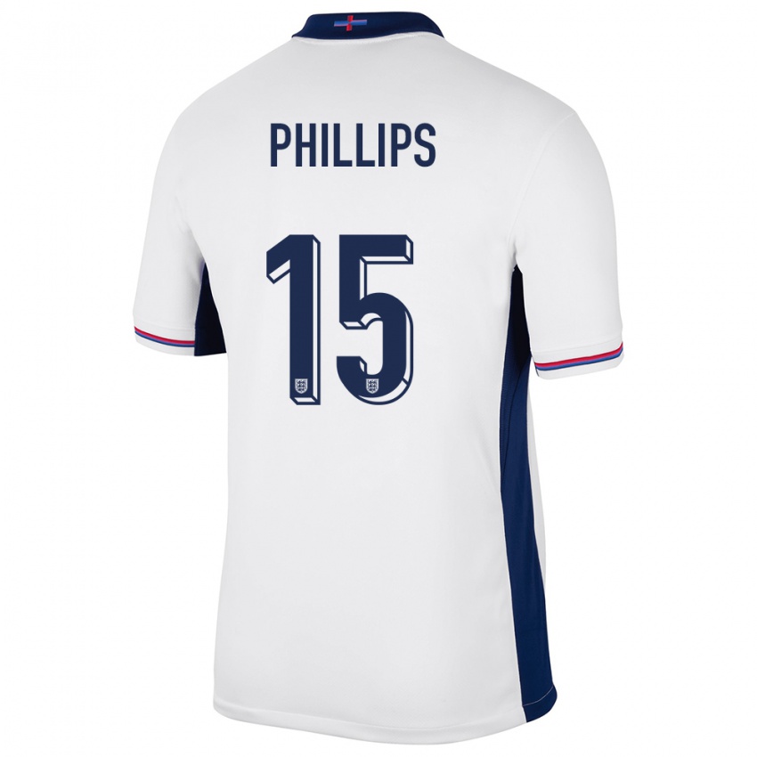 Niño Camiseta Inglaterra Ashley Phillips #15 Blanco 1ª Equipación 24-26 La Camisa Perú