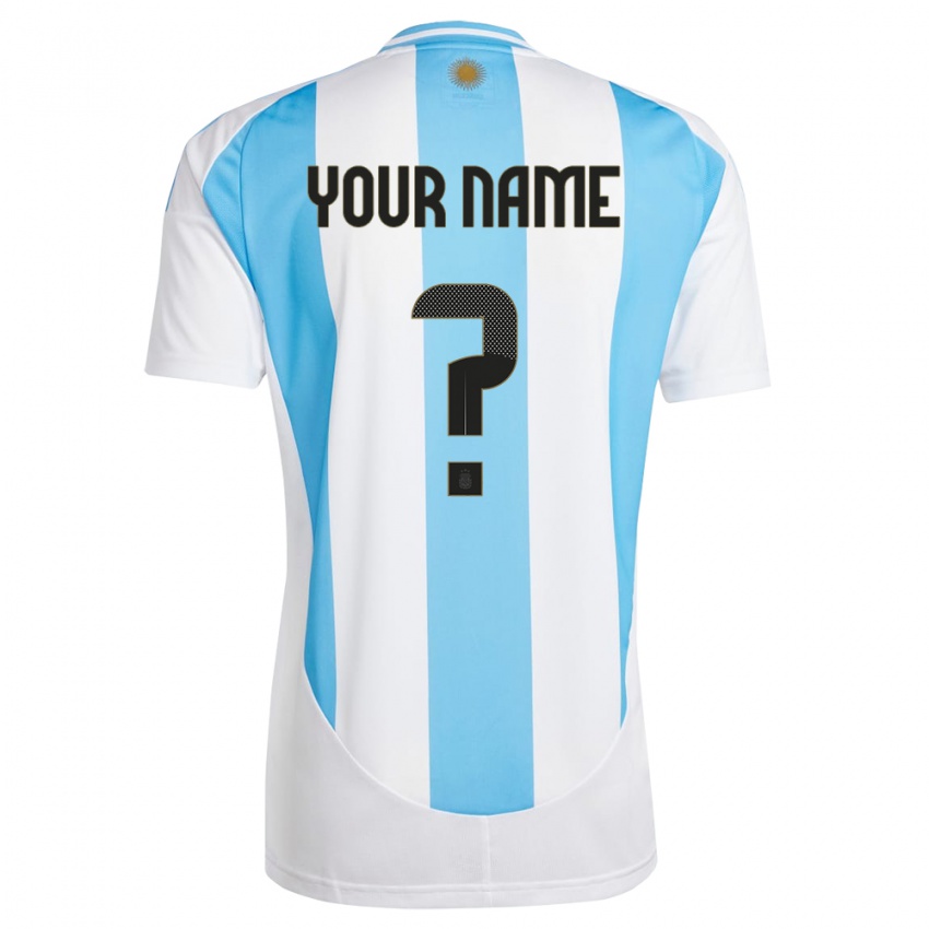 Niño Camiseta Argentina Su Nombre #0 Blanco Azul 1ª Equipación 24-26 La Camisa Perú