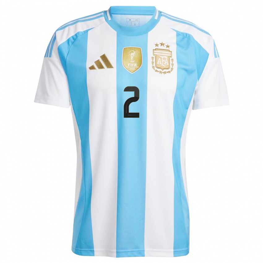 Niño Camiseta Argentina Nehuen Perez #2 Blanco Azul 1ª Equipación 24-26 La Camisa Perú